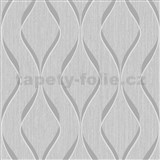 Papierové tapety na stenu IMPOL strieborné vlnovky na sivom podklade