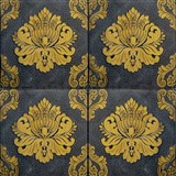 Samolepiace penové 3D panely rozmer 68 x 67,5 cm, ornamenty zlaté na čiernom podklade