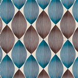 Vinylové tapety na stenu Adelaide retro vzor hnedo-modrý na krémovom podklade - POSLEDNÉ KUSY