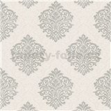 Vliesové tapety na stenu Alpha zámocký vzor strieborný na krémovom podklade