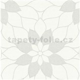 Vliesové tapety na stenu Neu Bude 2.0 biele kvety so striebornými kontúrami a trblietkami