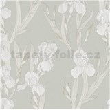 Vliesové tapety na stenu IMPOL Daniel Hechter biele kosatce na sivom podklade - POSLEDNÉ KUSY