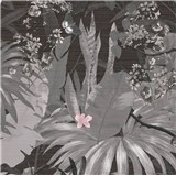 Vliesové tapety na stenu IMPOL Desert Lodge florálny vzor sivý na tmavo hnedom podklade - POSLEDNÉ