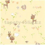 Papierové tapety na stenu Boys & Girls lesné zvieratká na žltom podklade