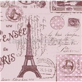 Papierové tapety na stenu Boys & Girls pohľadnice ružové - POSLEDNÉ KUSY