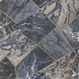 Vinylové tapety na stenu IMPOL mramor sivo-modro-hnedý so zlatým delením