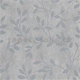 Vliesové tapety na stenu IMPOL lístky metalické na sivom podklade