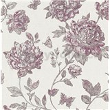 Vliesové tapety na stenu Classic kvety vínovo červené na textilnom podklade