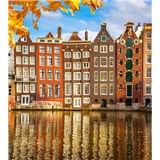 Vliesové fototapety domy v Amsterodamu rozmer 225 cm x 250 cm
