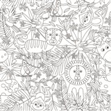 Samolepiace tabuľová tapety Jungle - maľovanky - 67,5 cm x 1,5 m