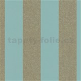 Vliesové tapety na stenu La Veneziana IV pruhy zlato-tyrkysové