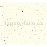 Detské vliesové tapety na stenu Little Stars bodky zlaté a ružové na krémovom podklade
