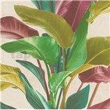 Vliesové tapety na stenu IMPOL Metropolitan Stories listy zeleno-červené - POSLEDNÉ KUSY