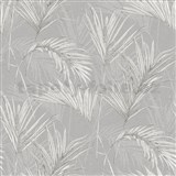 Vliesové tapety na stenu MyRiad listy sivo biele na sivom podklade