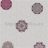 Obrus metráž ornamenty fialové na sivom podklade - POSLEDNÉ METRE