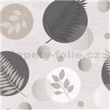 Obrus metráž listy sivo-béžové