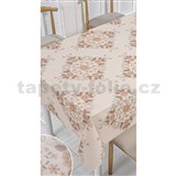 Obrus metráž kvetinový vzor na béžovom podklade