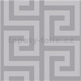Vinylové tapety na stenu grécky kľúč strieborno-sivý