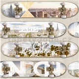 Vliesové tapety na stenu IMPOL Loft skateboardy na hnedom podklade