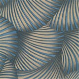 Vliesové tapety na stenu GMK Fashion for walls  5 3D twill zlatý na modrom podklade