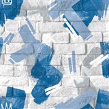 Vliesové tapety na stenu IMPOL Pop maľba modrá na tehlovej stene
