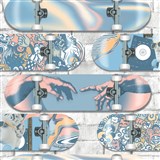 Vliesové tapety na stenu IMPOL Pop skateboardy modré