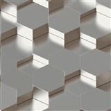 Vliesové tapety na stenu IMPOL Galactik 3D hexagony kovovo hnedo-sivé