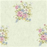Vliesové tapety na stenu Romantico kytice kvetov na zelenom podklade - POSLEDNÉ KUSY