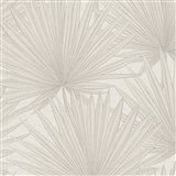 Vliesové tapety na stenu IMPOL Antigua palmové listy sivobéžové na bielom podklade
