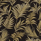 Vliesové tapety na stenu CosmoLiving palmové listy zlaté na čiernom podklade
