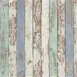 Vliesové tapety na stenu Wood'n Stone drevené laty zelené, modré, biele