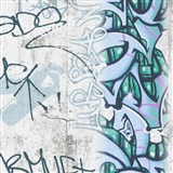 Papierové tapety na stenu Boys & Girls graffiti modrozelené
