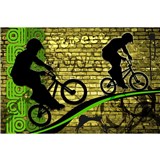 Vliesové fototapety bicycle green rozmer 375 cm x 250 cm