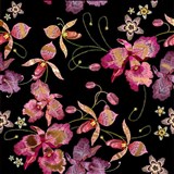 Samolepiace tapety ružová orchidea čierno-zlatá - 45 cm x 5 m