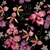 Samolepiace tapety ružová orchidea čierno-niklová - 45 cm x 5 m