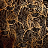 Samolepiace tapety listy čierno-zlaté - 45 cm x 5 m