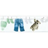 Detské vliesové bordúry Little Stars detské oblečenie modro-zelené