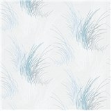 Vliesové tapety na stenu Natalia tráva modrá na bielom podklade - POSLEDNÉ KUSY