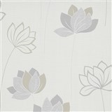 Vliesové tapety na stenu IMPOL Novara 3 kvety sivo-hnedé na bielom podklade