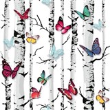 Papierové tapety na stenu IMPOL farebné motýle a kmene stromov