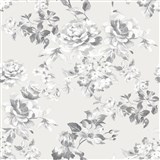 Luxusné papierové tapety na stenu IMPOL matné bielo-sivé kvety na striebornom podklade