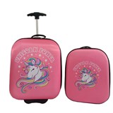 Detský kufor vysoký na kolieskách + batoh - Unicorn