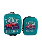 Detský kufor vysoký na kolieskach + batoh - Monster Truck