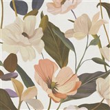 Vliesové tapety na stenu Secret Garden štylizované kvety na bielom podklade