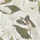 Vliesové tapety na stenu Secret Garden štylizované kvety zelené na bielom podklade