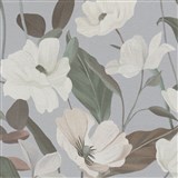 Vliesové tapety na stenu Secret Garden štylizované kvety na sivom podklade