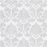 Vliesové tapety IMPOL Timeless ornamenty sivé so striebornými trblietkami na bielom podklade