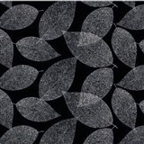 Obrusy návin 20 m x 140 cm listy biele na čiernom podklade