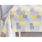 Obrusy návin 20 m x 140 cm patchwork sivo-žltý