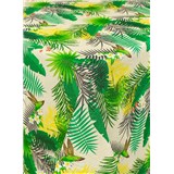 Obrusy návin 20 m x 140 cm tropické listy na krémovom podklade s textilnou štruktúrou